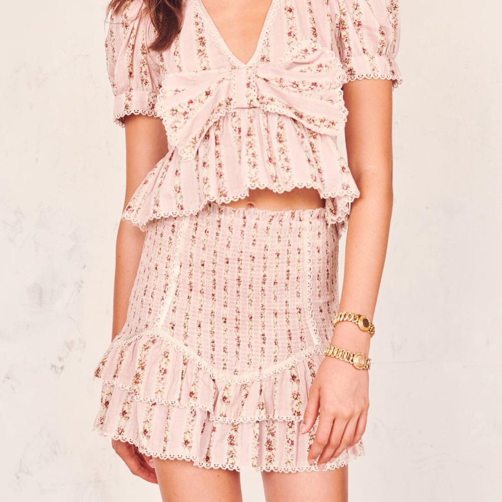 NWT Loveshackfancy Rania skirt in Macaroon